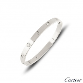 Cartier White Gold Half Diamond Love Bracelet?Size 17?B6035817